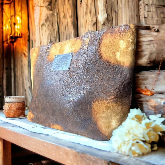 Corral Boots Shoulder Bag Brown Western Distressed Lamb Leather - Picture 1 of 15